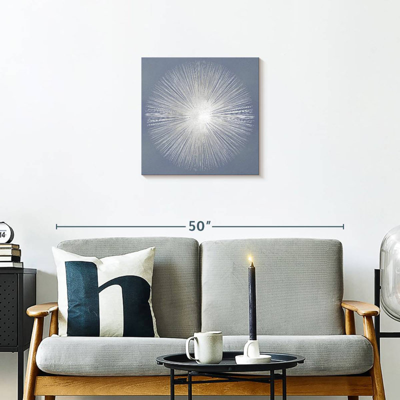 Avery argenté sur fond gris I, H 20 po x l 20 po