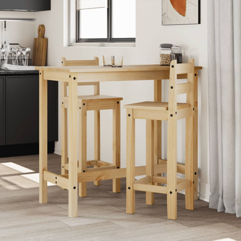 Adalinna 112cm Solid Wood Bar Set, Brown