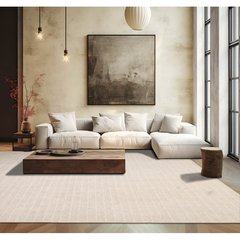 Tapis beige touffeté à la main multicolore à motif de chevrons contemporain, Rectangle 10 pi x 13 pi