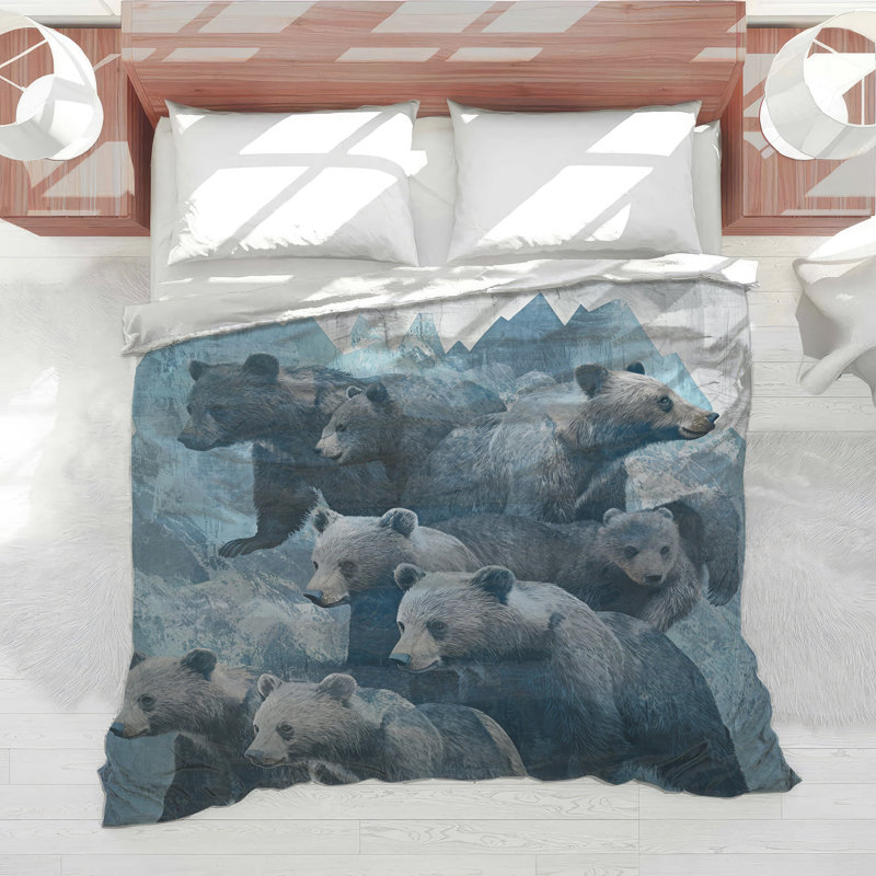 Bears In Mountain Landscape Comforter, King