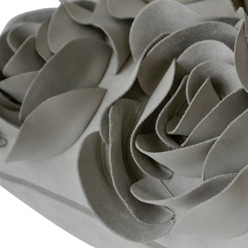  Housse de coussin en velours appliqué, Gris clair