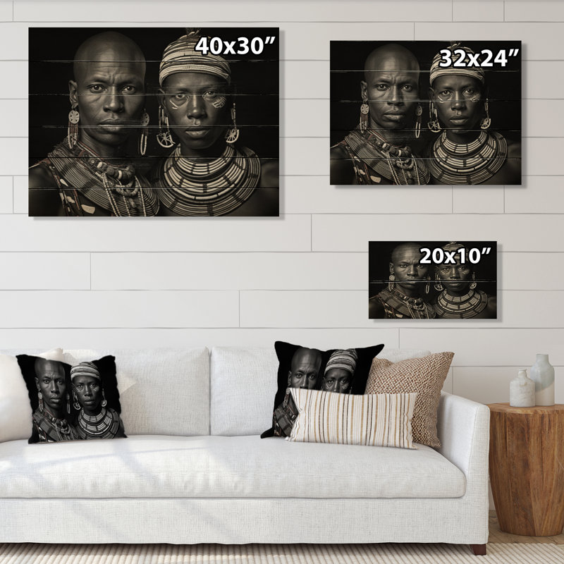 Guerrier africain Maasai sur bois, H 24 po x l 32 po x P 0,78 po