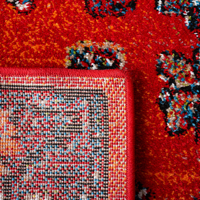 Chavis Oriental Red/Black Area Rug, Rectangle 9' x 12'