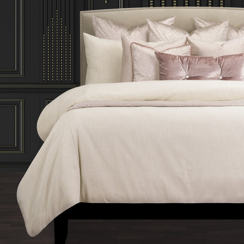 Lumiere Shimmer Luxury Duvet Cover & Insert Set, California King Cover + 2 Throw Pillows + 2 Shams, Cream