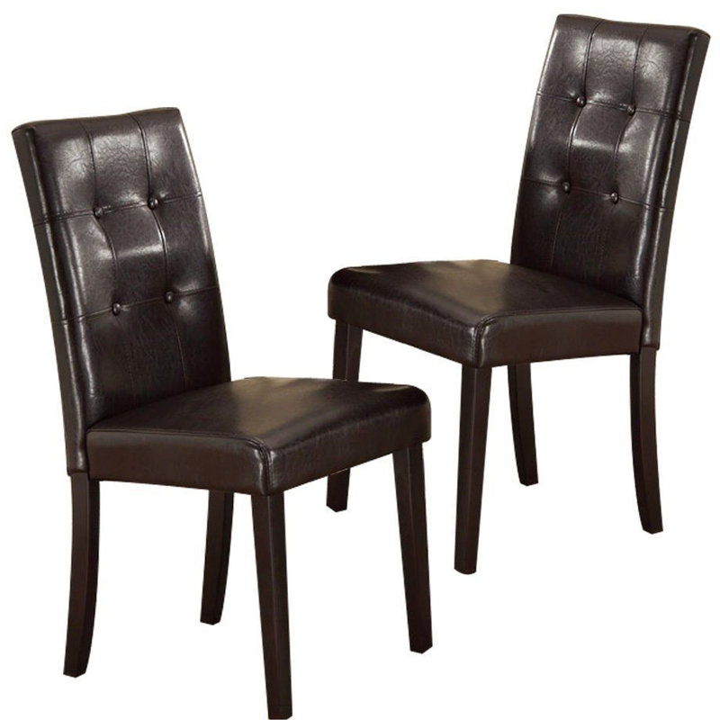 Chaises de salle à manger en similicuir brun foncé, 2 pièces avec dossier et chaises coussinées en couleur