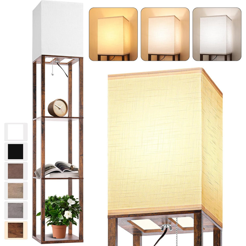 Lampe sur pied colonne grise 64 po Fredy, Brun foncé