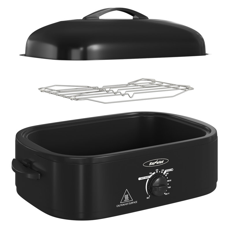 Sunvivi Electric Roaster Oven with Removable Pan, Black, 14 quarts