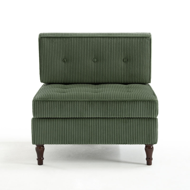 Fauteuil capitonné en velours côtelé, Vert foncé