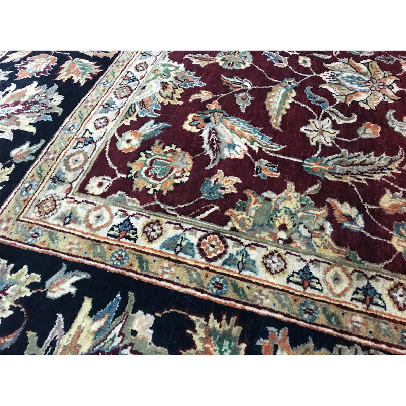 Sona Wool Oriental Area Rug in Red/Navy