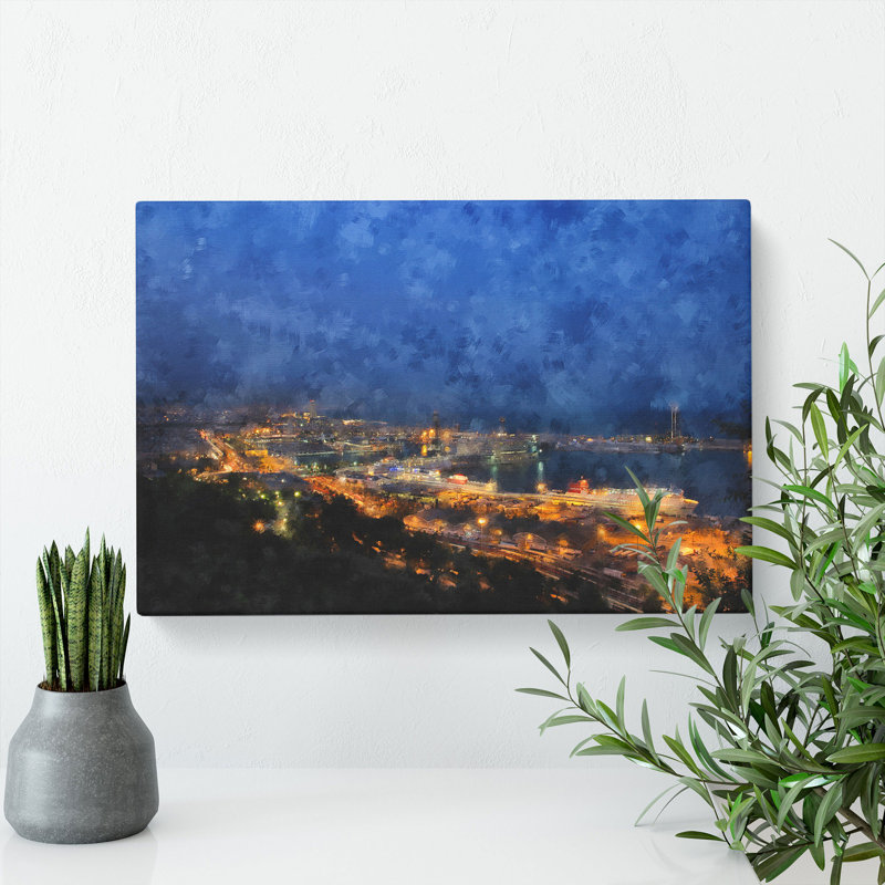 Barcelona Skyline - Wrapped Canvas, 40cm H x 60cm W x 3cm D