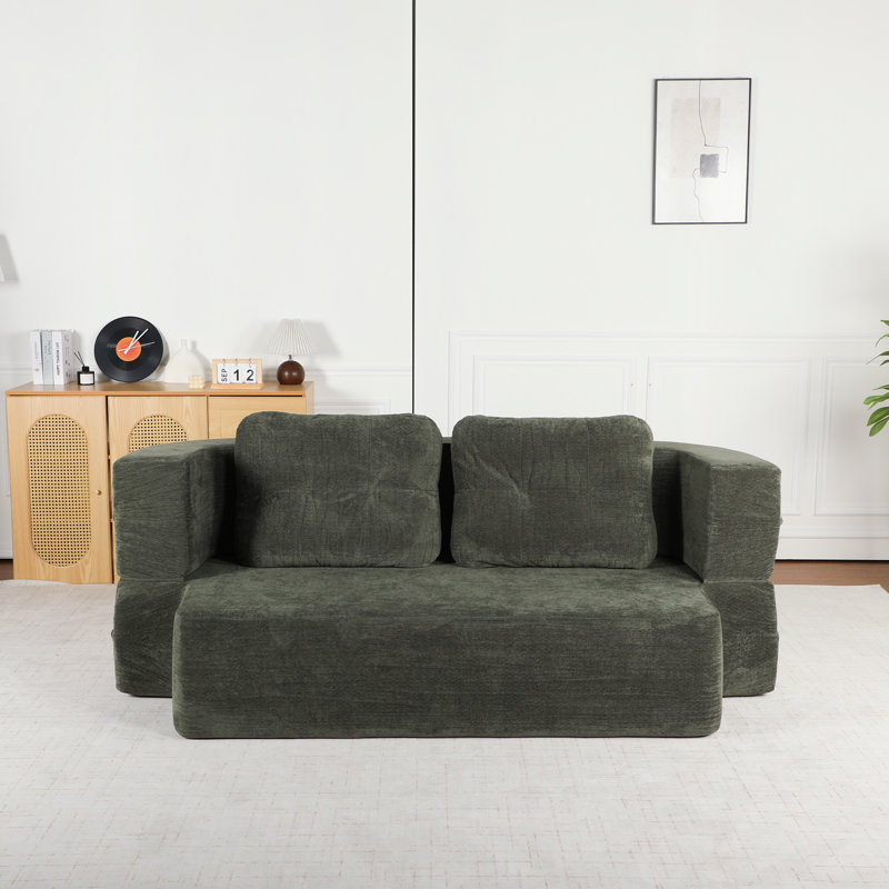 Canapé-lit convertible de 78,7 po, canapé-lit simple pliant avec coussin et couverture, causeuse futon moderne en tissu Scott, aucun assemblage requis