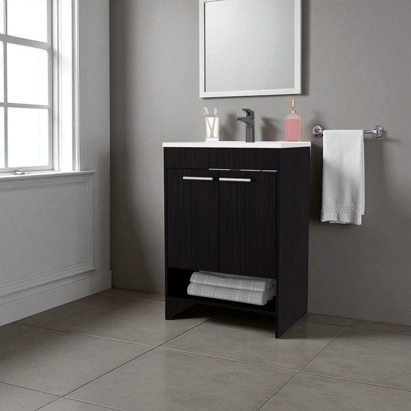 Meuble-lavabo 2 portes avec rangement ouvert