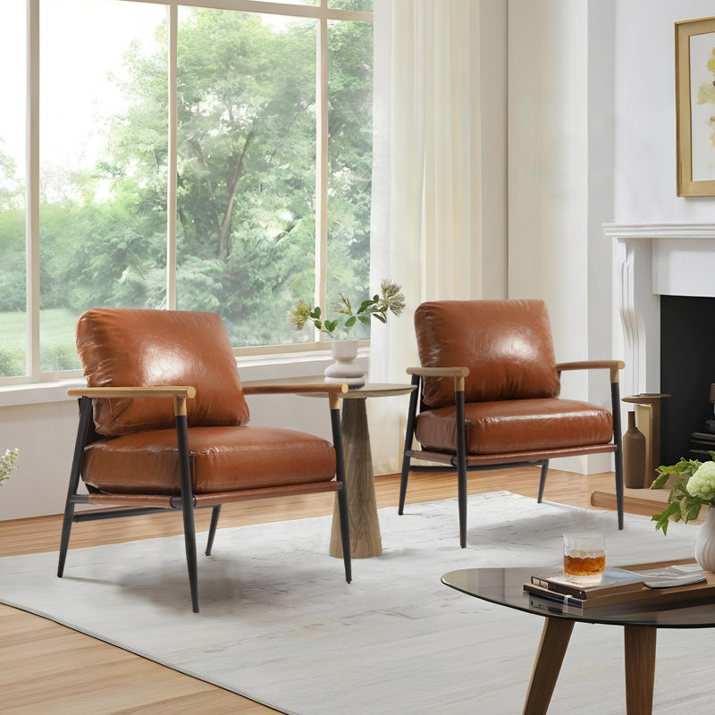 Fauteuil d'appoint en cuir Dajauna, Similicuir brun