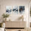 Ensemble de 3 toiles murales abstraites grises et blanches avec des coups de pinceau et des touches de rouille-513869660