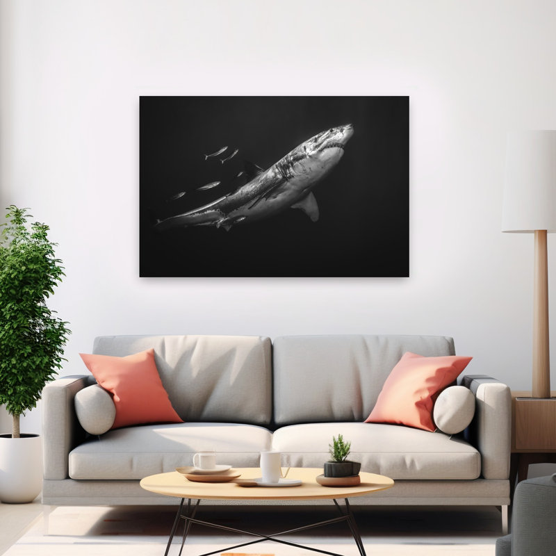 Grand requin blanc, prédateur contemporain, affiche murale représentant la nature et l'océan, 40" H x 60" W