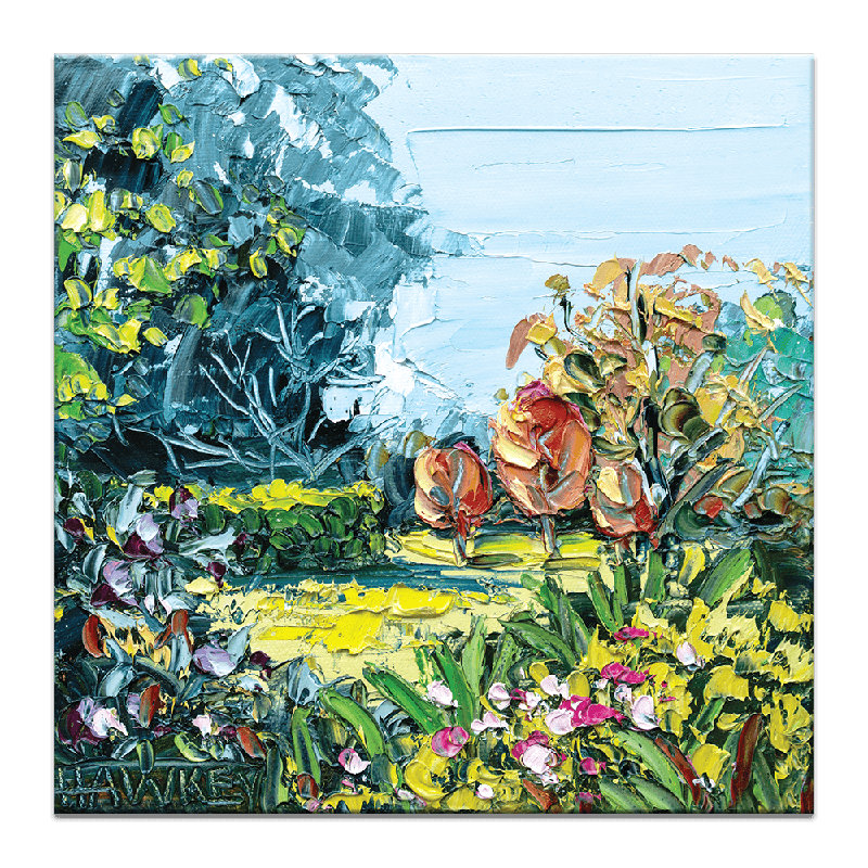 Country Garden by Angela Hawkey - Painting, 41cm H x 41cm W x 3cm D, Wrapped Canvas