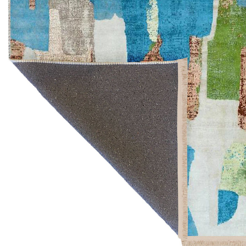 Barcelona Collection Multi-Colored Abstract Patterned Creative Modern Decorative Rug, Rectangle 4'7.12" x 6'6.74"