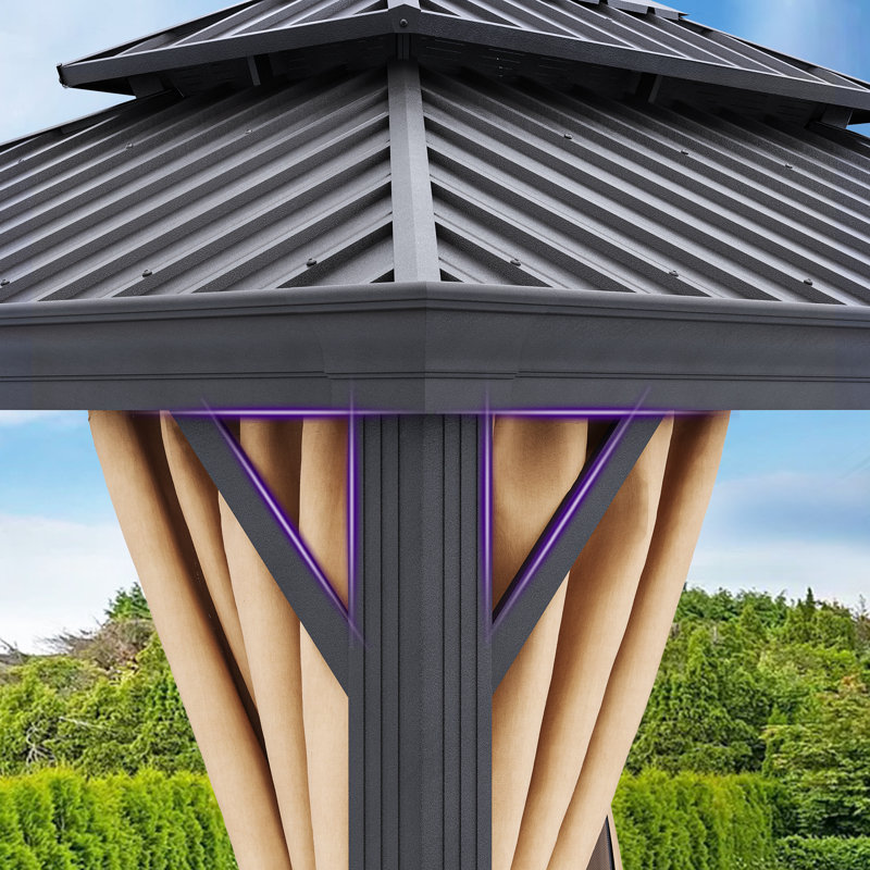 Pavillon de jardin en métal, 12 pi x 10 pi