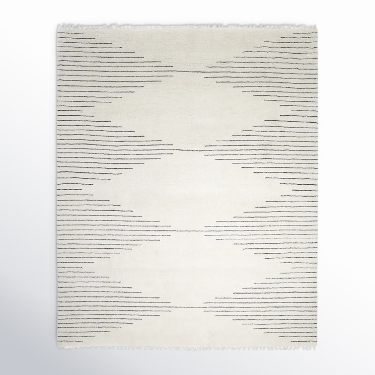 Thurman Geometric Hand-Knotted Area Rug in Parchment/Gray