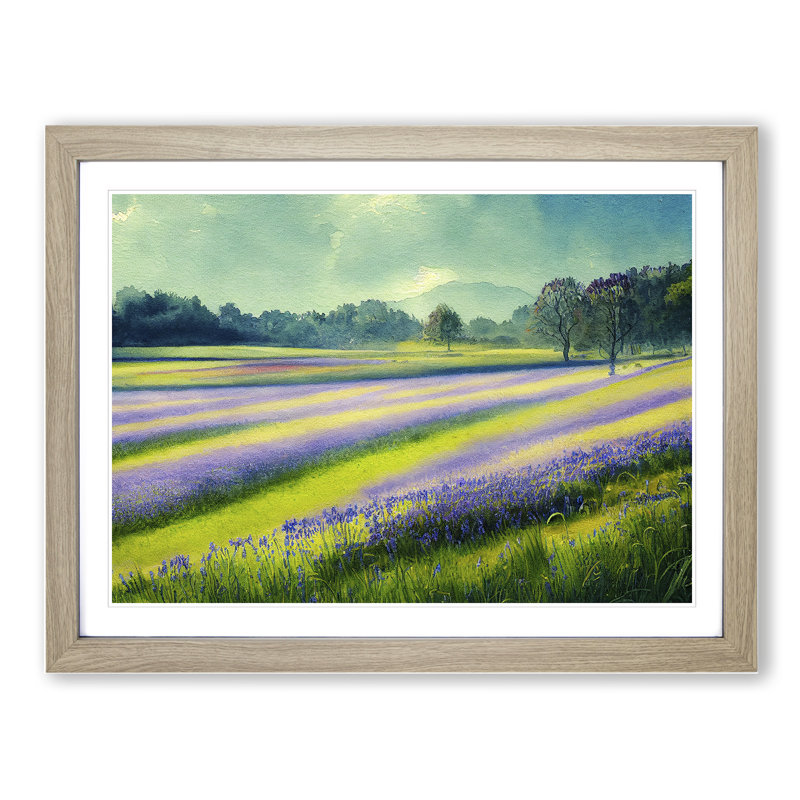 Serene Bluebell Field Vol.3 - Framed Print, 46cm H x 64cm W x 2cm D, Oak
