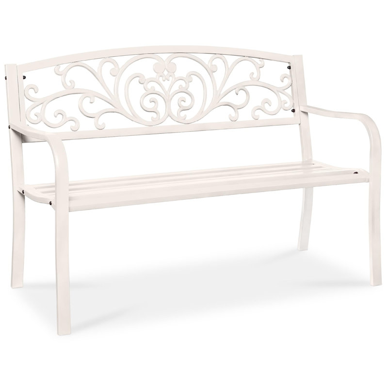 Banc de jardin en acier pour l'extérieur, Blanc