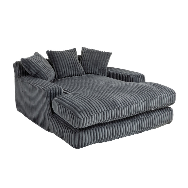 Upholstered Chaise Lounge, Dark Grey