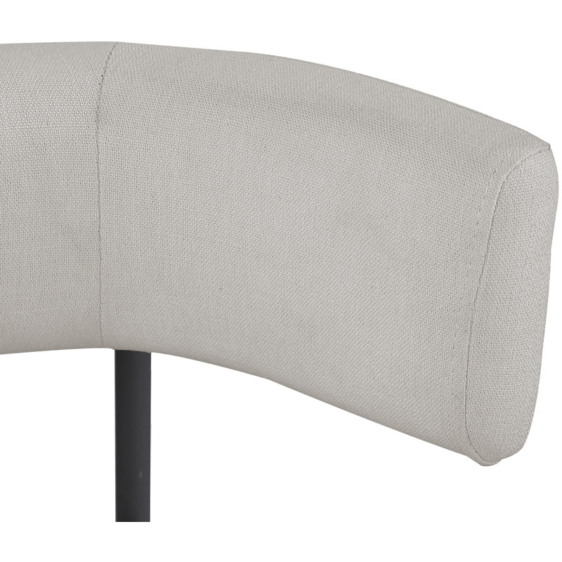 Klaidi Linen Textured Fabric Dining Chair, Beige Linen Textured Fabric, Matte Black