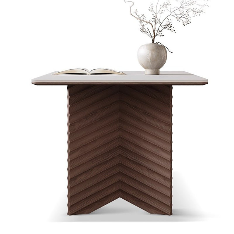 Table de salle à manger Mid-Century en bois massif et ardoise, H 29,5 po x L 55,1 po x l 31,5 po