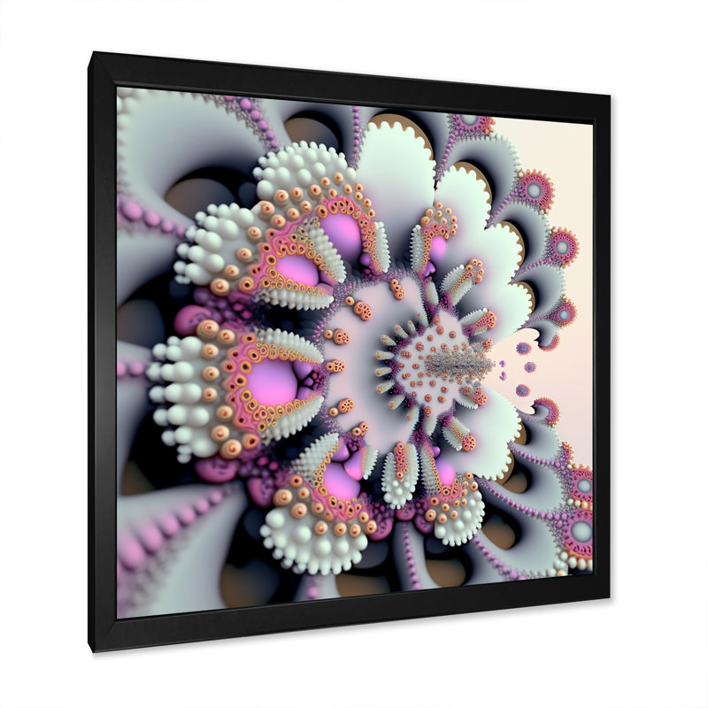 Pastel fractale simplicité IV - impression, Impression noire sur toile encadrée, H 16 po x l 16 po x P 1 po