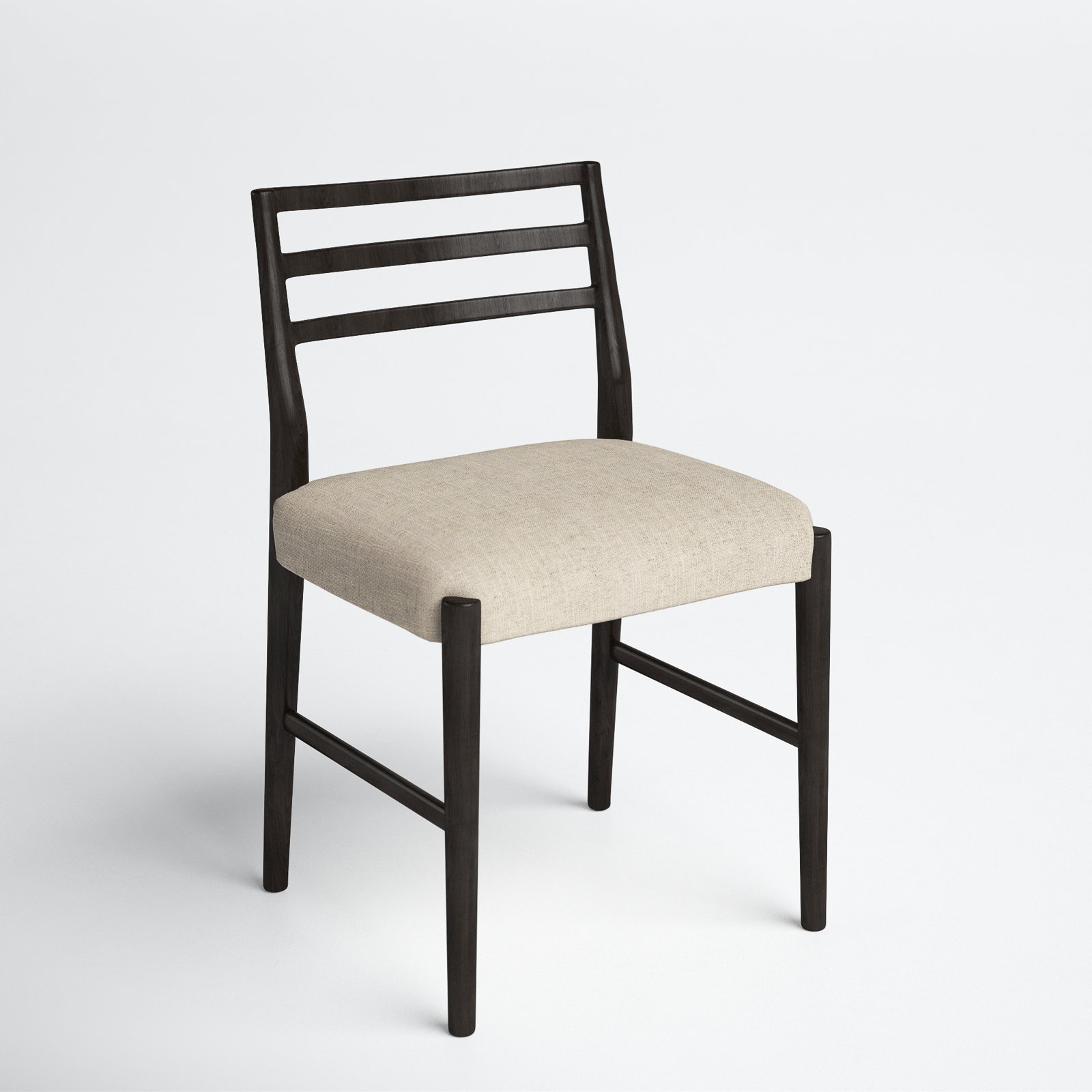 Lindyn Cotton Oak Side Chair, Ivory Cotton/Polyester Blend/Viscose, Scrubbed Oak Black