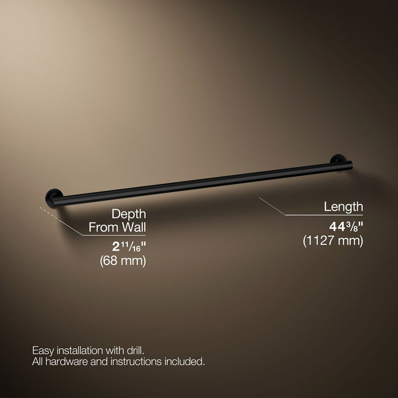 Purist Grab Bar, Matte Black, 42"W