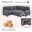Canapé-lit modulaire en L convertible avec lit escamotable et rangement, canapé-lit 5 places avec chargement USB-1410008418