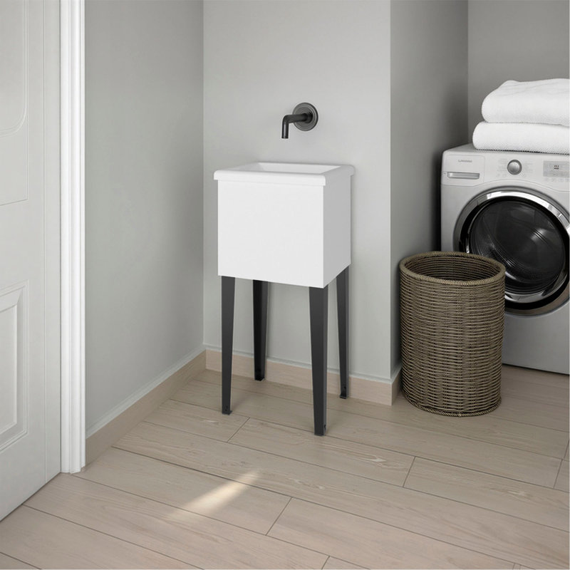 Baignoire utilitaire Kulm avec 4 pieds et grand lavabo, wengé blanc / noir