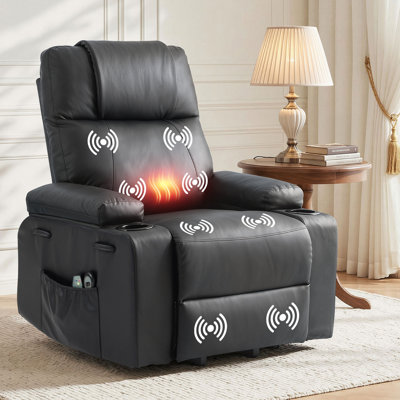 Power Lift Recliner Chair For Elderly With Massage & Heat, Pu Leather Electric Recliner With 160° Adjustable Recline