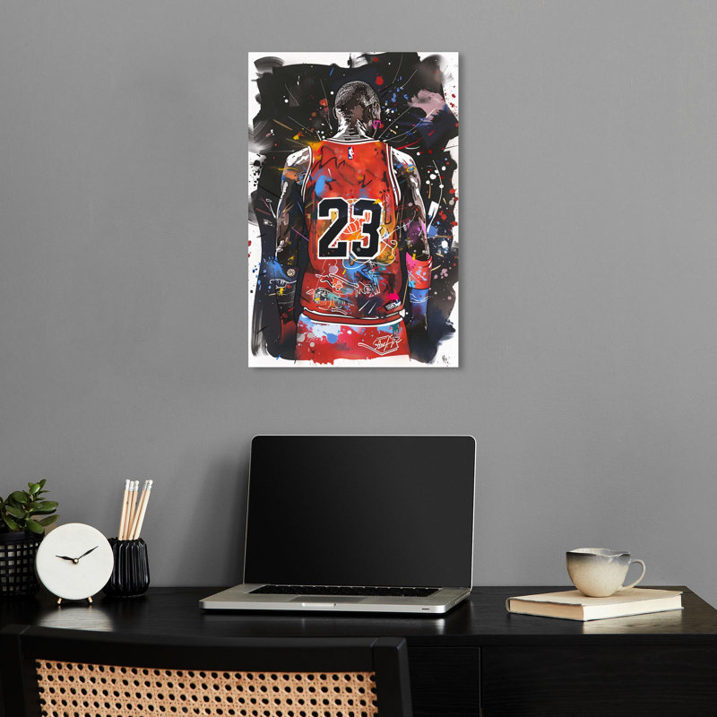 «Red Graffiti Basketball Canvas Trend», art mural par Notoriart, Toile tendue, H 45 po x l 30 po