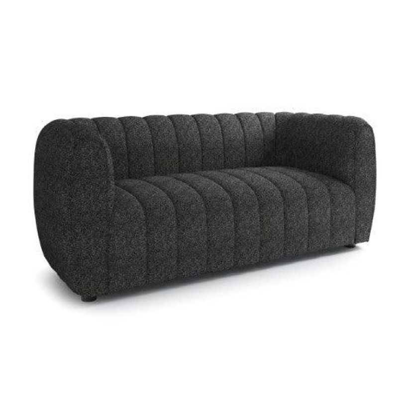 Causeuse Hery, Boucle 65 po, capitonnée à rainures verticales Hery, Noir, noir, noir, noir