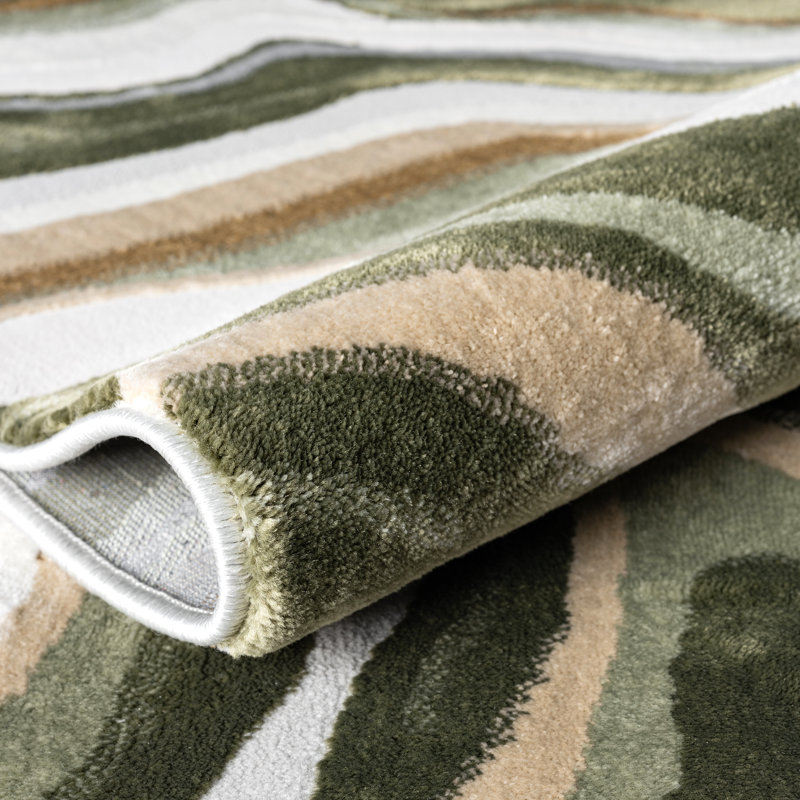 Abani Rugs Ardencroft REG260C Green Intertwined Lines Area Rug, Rectangle 6 pi x 9 pi