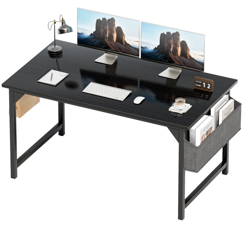 Bureau d'écriture en métal, Noir, H 29,6 po x l 48 po x P 19,7 po