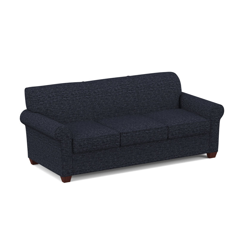 Finn Rolled Arm Sofa with Reversible Cushions, Empire Mahogany, Antic Lagoon, 34" H x 83" W x 36" D