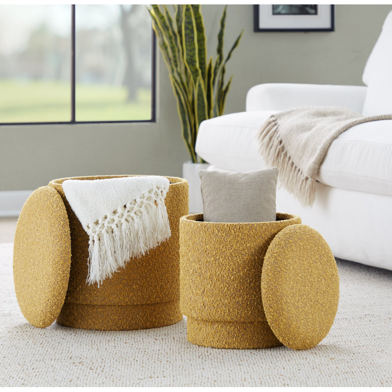 Repose-pieds avec rangement Carlesia, Polyester jaune