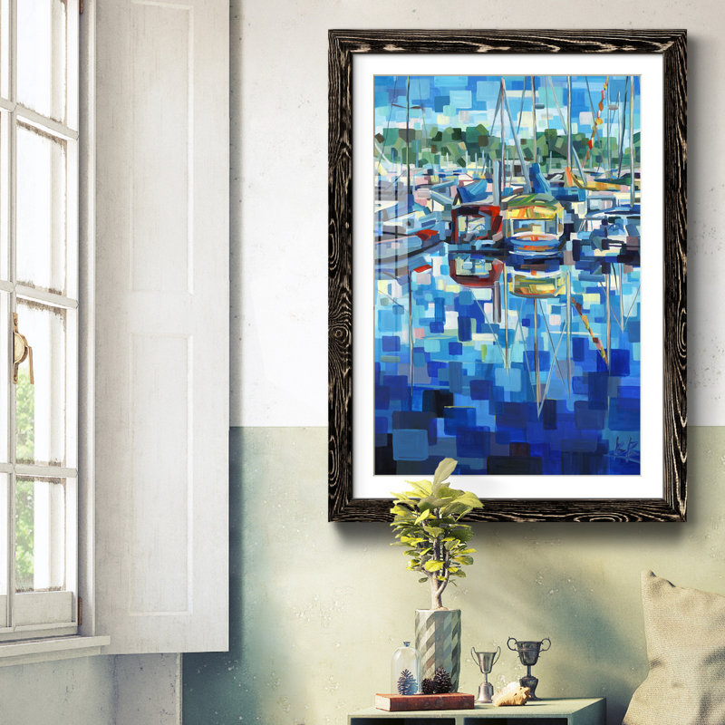 Bateaux - Impression de cadre photo sur papier, H 37,5 po x l 27,5 po x P 1,5 po, Papier noir