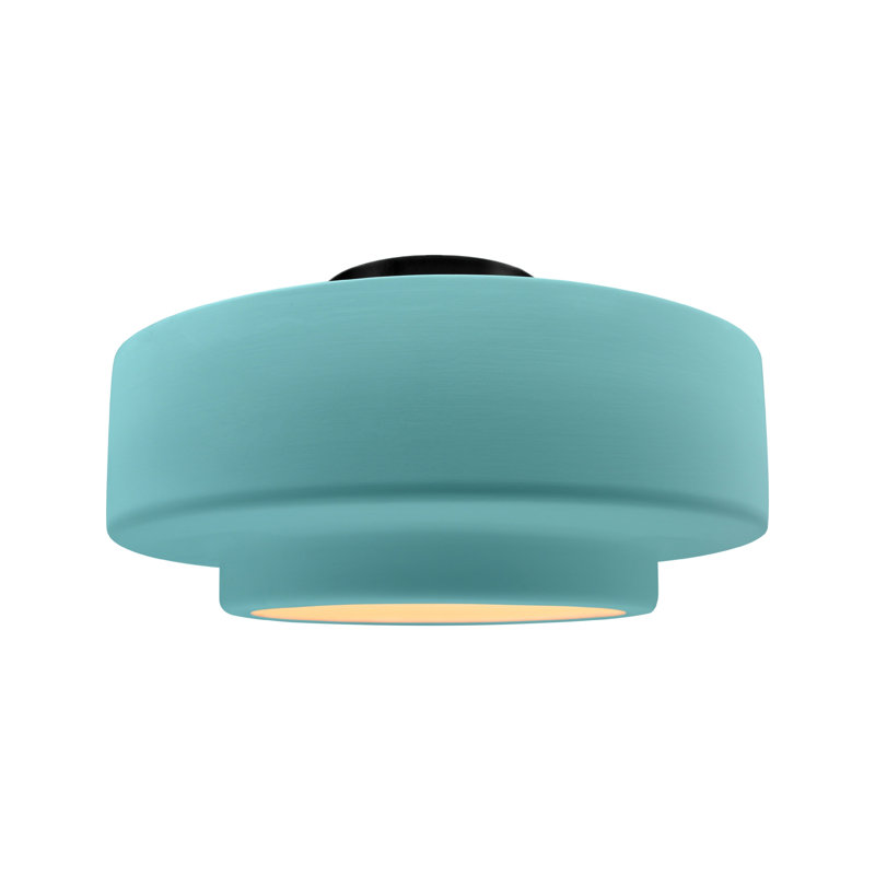 Plafonnier semi-encastré Radiance, H 8 po x l 16,5 po x P 16,5 po, Reflet de piscine, Noir mat