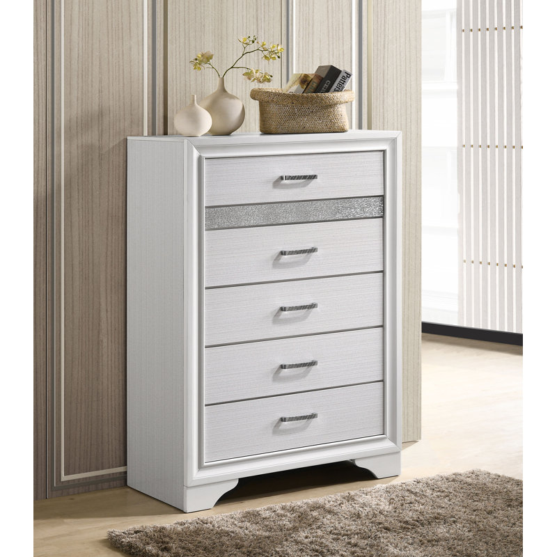 Commode de chambre à coucher à 6 tiroirs SantaAna - blanc, Blanc