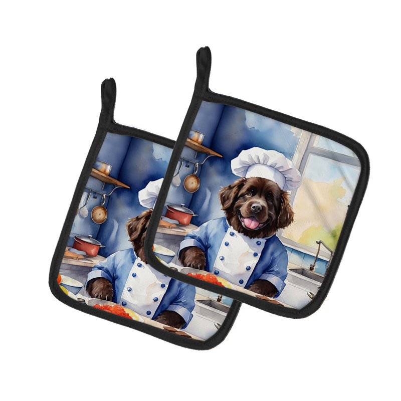 Caroline's Treasures The Dog Chef Polyester Potholder Set