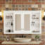 Armoire de salle de bain avec miroir, tablette réglable et tablettes ouvertes-747007080