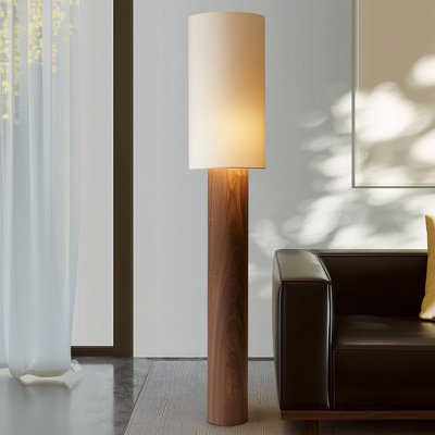 Beige+Nut-brown Linen+Solid Wood Free Form Floor Lamps