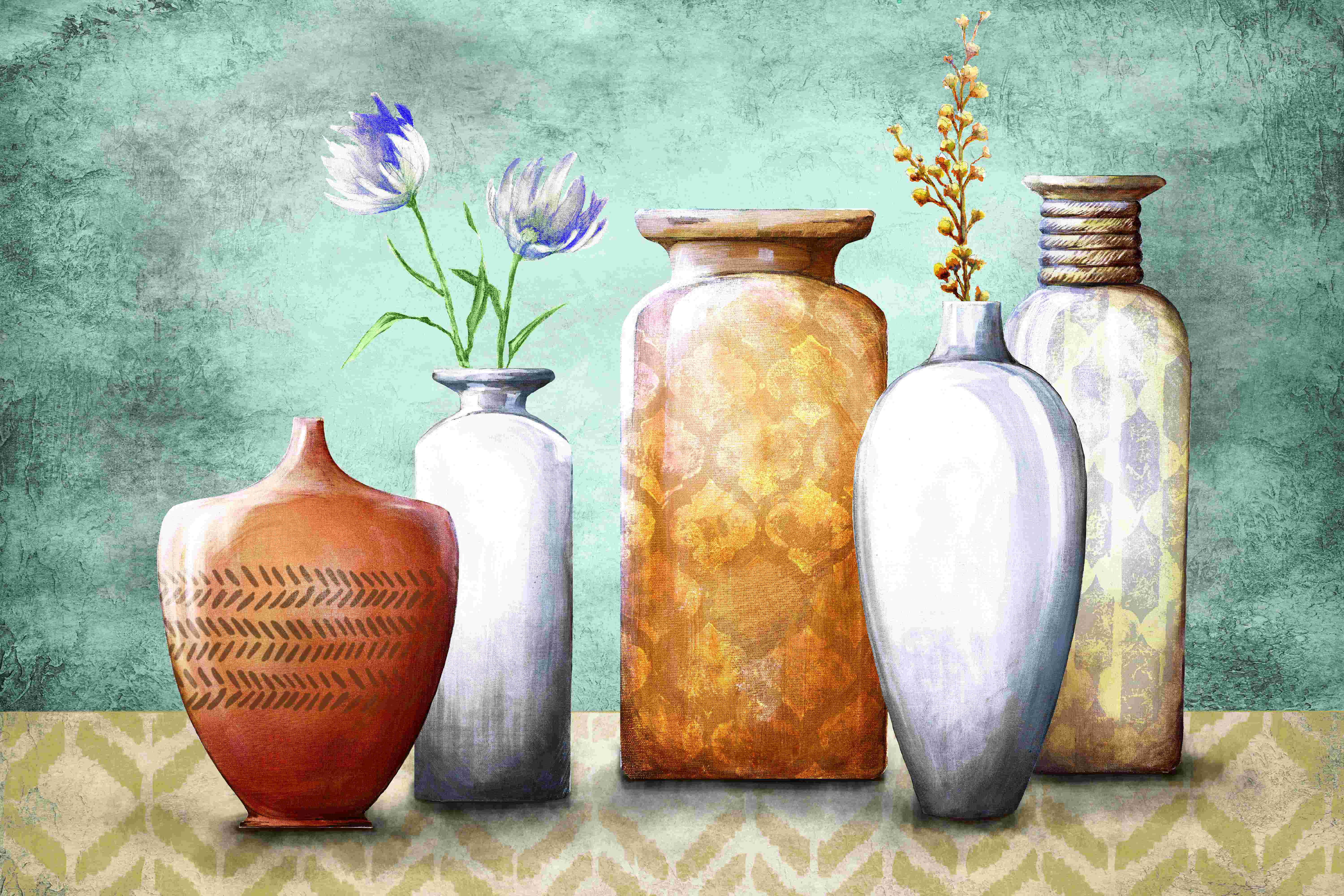 Stupell Industries Ancient Clay Urn Modern Still Life Brown Pottery Framed  On Canvas by Daphne Polselli Painting