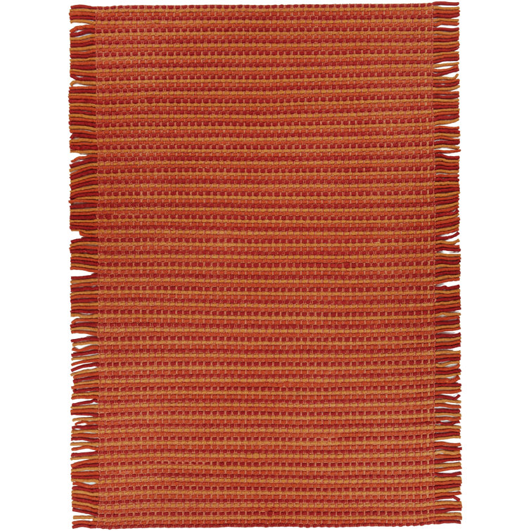 Tapis de zone rouge/orange tissé à la main Seffner