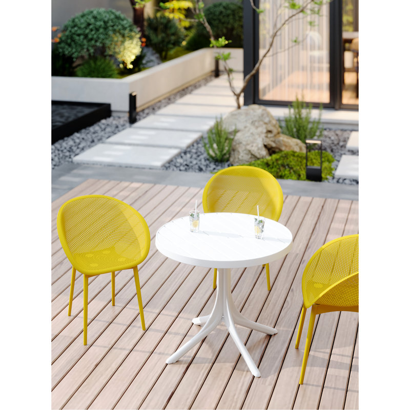 2 chaises longues toutes saisons en polypropylène, Jaune terreux