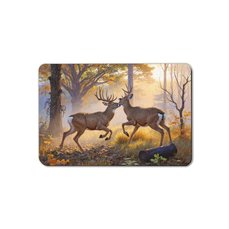 Autumn Forest Deer Bath Mat 16 X 24, Rustic Style For Bathroom Door